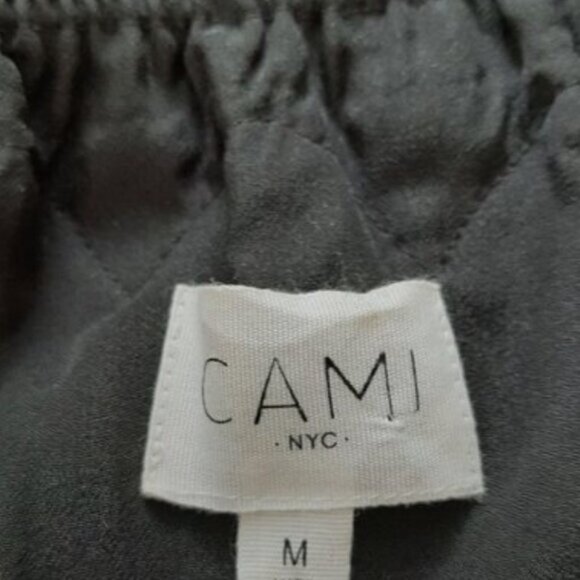 CAMI NYC / Silk Lace Trim Bell Sleeve A-Line Light Lined Blouse Top Black Sz M - Picture 11 of 14